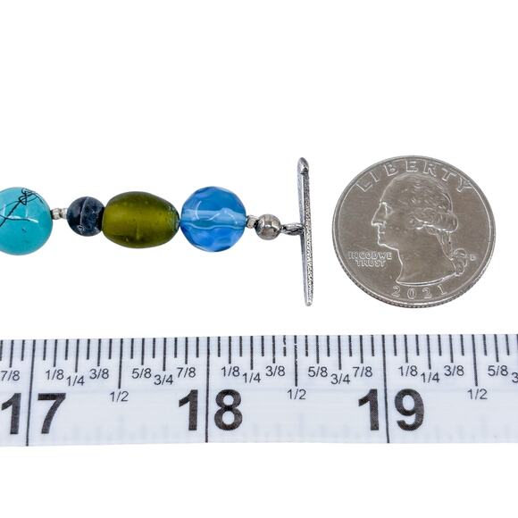 Estate Sterling Silver 925 Multi Bead Necklace 18.5" - Picture 6 of 7